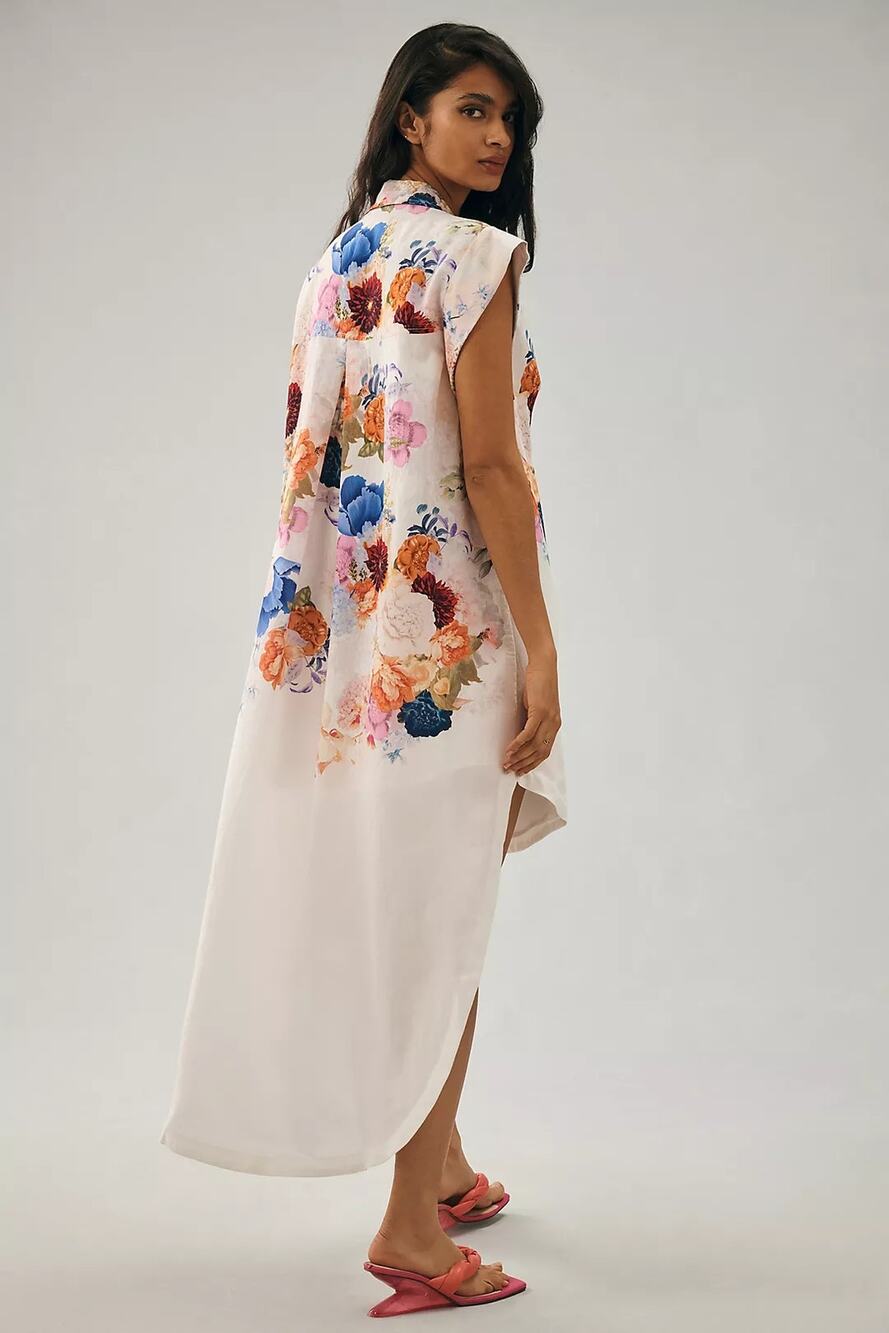 Maeve Anthropologie Floral High-Low Shirt Dress Size XXS